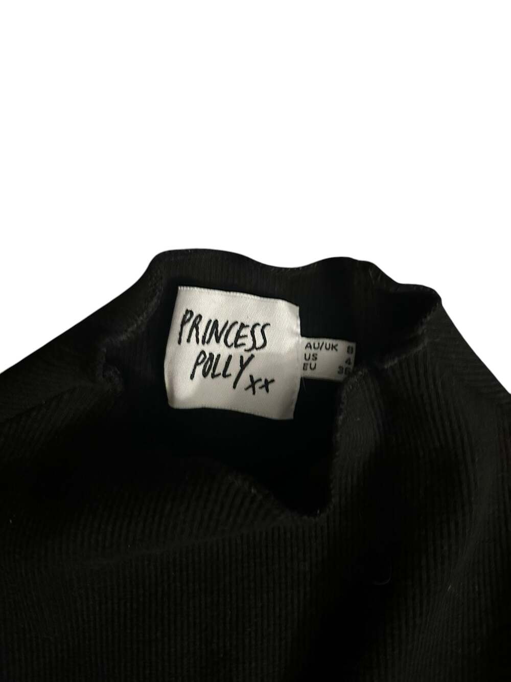 Princess Polly Black Ribbed Long Sleeve Mock Neck Crop Top - Picture 3 of 4